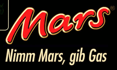 Werbung für einen Schokoriegel: Nimm Mars, gib Gas!