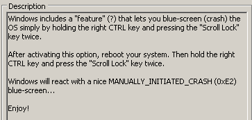 Windows-Feature: MANUALLY_INITIATED_CRASH