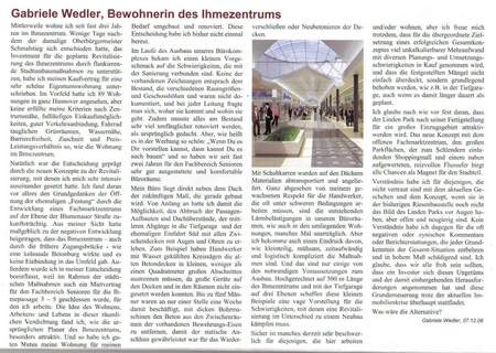 Gabriele Wedler, Bewohnerin des Ihmezentrums