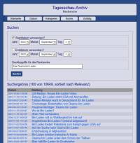 Screenshot der PHP-Anwendung für das Tagesschau-Archiv