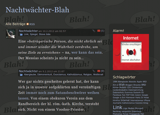 Listenansicht des Blahblogs