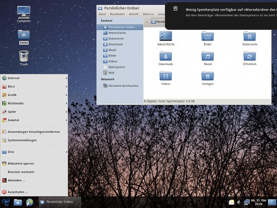 Screenshot: Der Gnome-Desktop von Trisquel