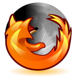 Bearbeitetes Firefox-Logo, die Erde ist durch einen Mond ausgetauscht.
