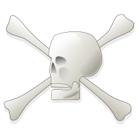 Clipart eines Totenkopfes mit gekreuzten Knochen