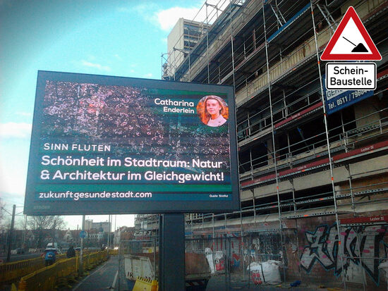 Foto aus der Scheinbaustelle der Ruine des Ihmezentrums in Hannover Linden, mit Gruß an die Stadtverwaltung von Hannover, die solche Zustände nicht nur zulässt, sondern aktiv finanziell fördert.